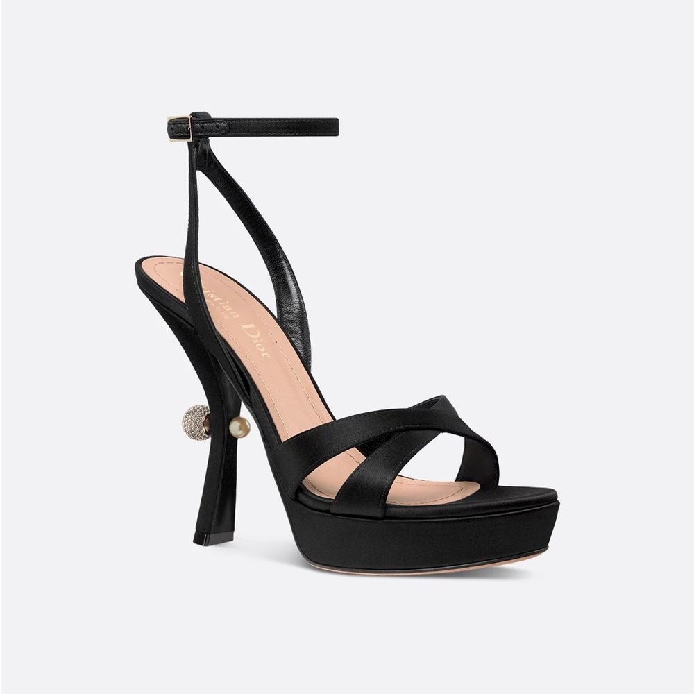 Dior Black Heels Sophisticated Style Tribales Black Satin Sandal😍 - Picture 5 of 6